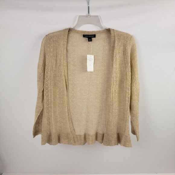 Banana Republic Xs Cardigan Knit Alpaca Wool blend Lightweight Tan Cream Sweater - Picture 1 of 16